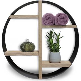 👉 Opbergbox grijs zwart eiken bouwnissen wood LoooX ronde ø 50 cm, old grey-mat