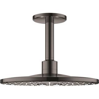 👉 Regendouche graphite douchekop Rainshower Smartactive GROHE 310 regendoucheset met ronde en 2 straalsoorten, plafondmontage, hard