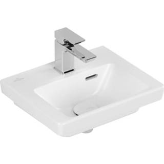 👉 Fontein wit Villeroy & Boch Subway 3.0 met CeramicPlus, kraangat en overloop 37 x 30,5 13 cm, stone white