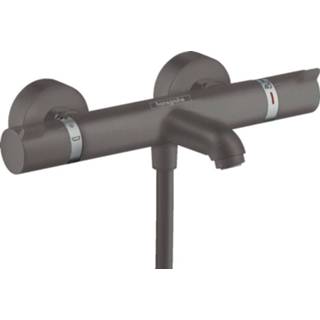 👉 Badkraan zwart chroom Ecostat Comfort Hansgrohe thermostatisch met omstel en koppelingen 30,5 x 18,8 cm, geborsteld