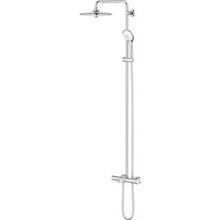 👉 Douchesysteem chroom regendoucheset euphoria GROHE 260 met TurboStat badthermostaat, hoofd- en handdouche,