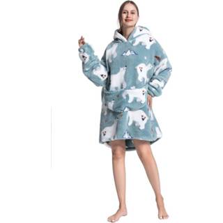 👉 Poncho grijs Ijsbeer snuggie met capuchon - fleece 8243324369480