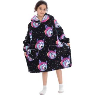 👉 Deken onesize kinderen Kinder snuggie met capuchon - wolven