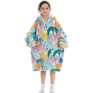 👉 Poncho kinderen Zebra snuggie kind met capuchon - fleece 8243324369572