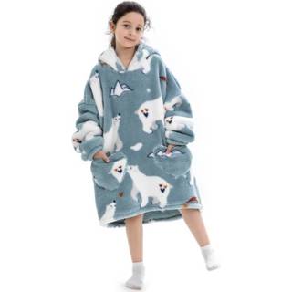 👉 Poncho grijs kinderen Ijsbeer snuggie kind met capuchon - fleece 8243324369497