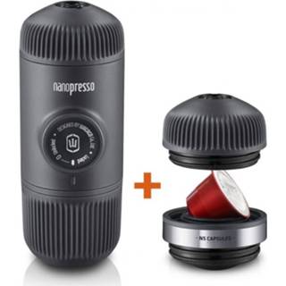 👉 Nespresso machine zwart grijs Wacaco Nanopresso Ground + Capsules Adapter - NANO-GREY-NS 4897066230108