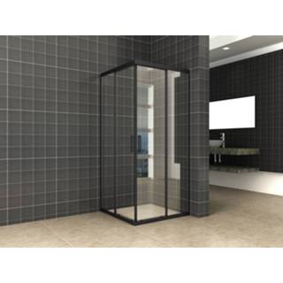 👉 Schuifdeur zwart rechthoekige douchecabine skyline Wiesbaden hoekinstap met 2 schuifdeuren 90x90x200 cm, 8 mm Nano-glas, mat