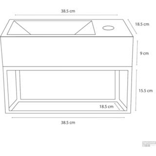 👉 Fonteinset wit zwart keramiek Differnz Ravo Met Handoekrek 38.5x18.5x9 cm Rechte Kraan Mat 8712793558607