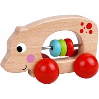 Hout naturel rood Tooky Toy speeldier Nijlpaard junior 11 cm naturel/rood 6970090043611