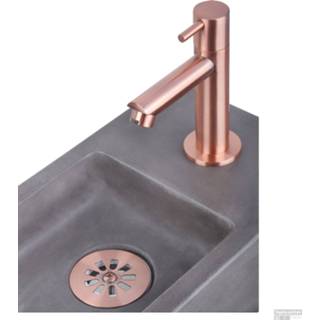 👉 Fonteinset grijs rood Differnz Ravo Beton en Handoekrek 38.5x18.5x9 cm Donker Met Rechte Kraan Koper 8712793558911