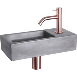 👉 Fonteinset grijs goud Differnz Ravo Beton 38.5x18.5x9 cm Donker Met Gebogen Kraan Mat 8712793557853