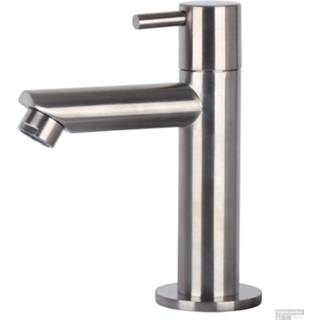 👉 Fonteinset grijs chroom Differnz Force Beton en Handoekrek 40x22x9 cm Donker Met Rechte Kraan Mat 8712793558508