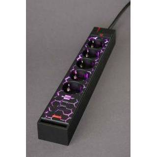 👉 Stekkerdoos Gaming GSL 05 5-voudig met 2 USB-laadfuncties 1,5m H05VV-F3G1.5 4007123680429
