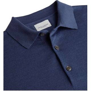 👉 Polo's lange mouw donkerblauw blauw Profuomo Slim Fit Poloshirt donkerblauw, Effen 8716172032528