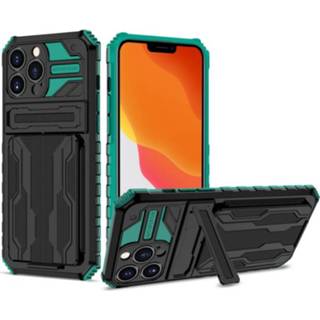 👉 Cover hoes groen zwart Samsung Galaxy Note 20 Rugged Armor Back Hoesje - TPU Stevig Kickstand Zwart/ 8720701817494