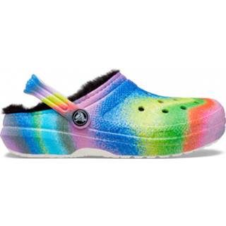 👉 Pantof fels j4 uniseks meerkleurig Crocs - Kid's Classic Lined Spray Dye Clog Pantoffels maat J4, 196265148547