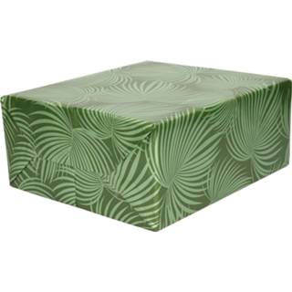 👉 Folie groen multi zilver kunststof 1x Rollen inpakpapier/cadeaupapier metallic groen/zilver met bladeren 70 x 200 cm