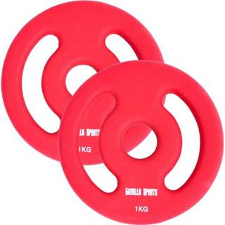 👉 Halterschijf rood vinyl halterschijven set 2 x 1 kg 4250663103921