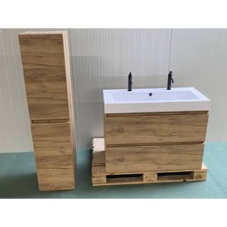 👉 Badmeubel Basicline/Bewonen set 100cm + hoge kast LED spiegel (SHOWROOM MODEL)