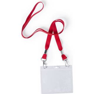 👉 Badgehouder rood kunststof Multipack van 10x Badgehouders met keycord dubbele sluiting