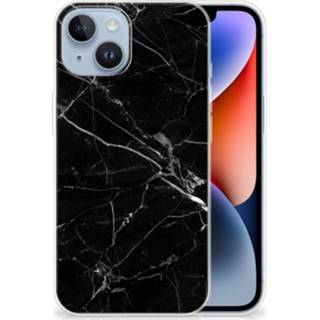 👉 Siliconen hoesje zwart marmer Apple iPhone 14 TPU - Origineel Cadeau Vader 8720632977519