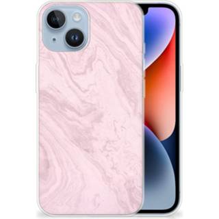 👉 Siliconen hoesje roze Apple iPhone 14 TPU Marble Pink - Origineel Cadeau Vriendin 8720632743855