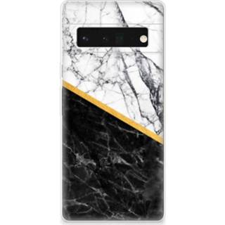 👉 Siliconen hoesje wit zwart marmer mannen Google Pixel 6 Pro TPU - Origineel Cadeau Man 8720632593849