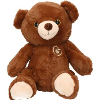 👉 Knuffeldier bruin donkerbruin pluche stof kinderen speelgoed Teddybeer van 28 cm