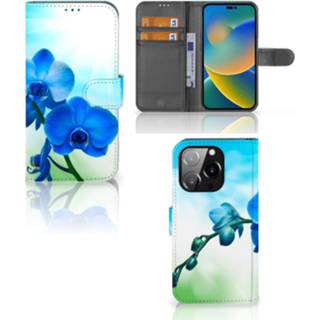 👉 Orchidee blauw IPhone 14 Pro Hoesje - Cadeau voor je Moeder 8720632516008