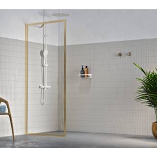 👉 Inloopdouche goud Sealskin Contour type A3 88x200 cm, 6 mm Helder Veiligheidsglas met Antikalklaag Geborsteld 8720553520559