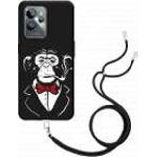👉 Smoking zwart multi-color hoesje met koord Chimp Realme GT2 Pro 8720684873340