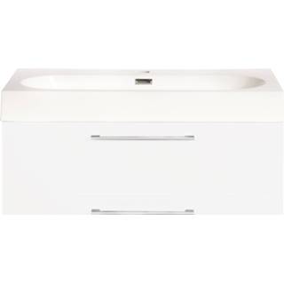 👉 Keramieken wastafel wit Badkamermeubelset Differnz Somero Met Keramiek 60 cm Hoogglans 8712793551943