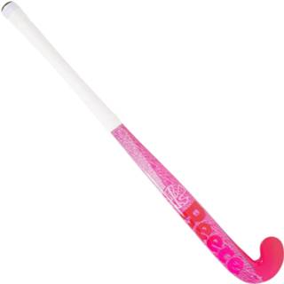 👉 Hockey stick hout junior veldhockey roze Mid Bow Hockeystick Alpha Neon Pink 8718726904121