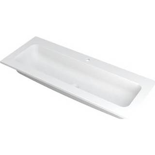 👉 Wastafel polystone wit mat INK Faktor 120x1.5x45cm 1 kraangat wasbak 3407221 8718835041878