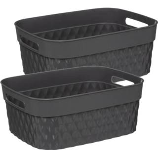 👉 Opbergmand grijs kunststof 5five Opbergmanden - 2 stuks 8,5 liter