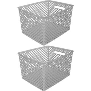 👉 Opbergmand grijs kunststof 5five Opbergmanden - 2 stuks 19 liter