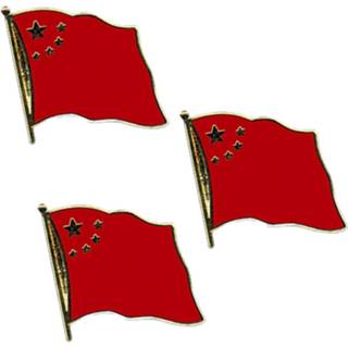 👉 Broche Set van 3x stuks pin supporters speldje vlag China 20 mm