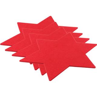 👉 Placemat rood kunststof Set van 4x stuks ster vormige placemats 25 cm