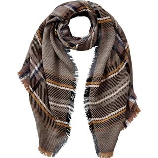 👉 Sjaal beige zwart blauw One Size geruit vrouwen met franjes aan de zoom MONA Beige/Zwart/Blauw 4055709028370