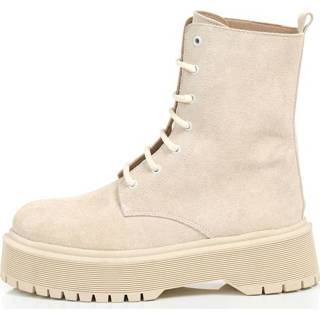 👉 Veterboots beige leer effen vrouwen Veterboot REKEN MAAR 4055709254601 4055709254618