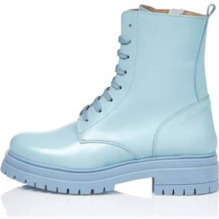 👉 Veterboots sienna blauw leer effen vrouwen lichtblauw Veterboot 4055709216999 4055709217026