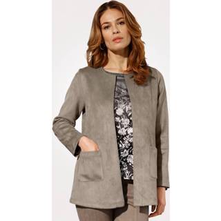 👉 Lange blazer kunstvezels effen vrouwen taupe zonder sluiting MONA 4055708978119 4055708978102