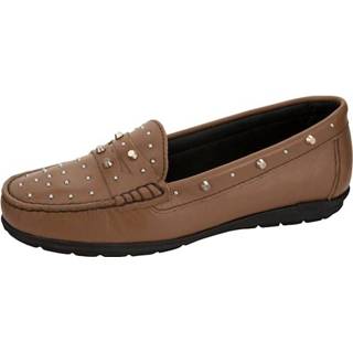 👉 Glad leer effen vrouwen cognac Mocassin met klinknageltjes Studio W 4055709239523 4055709239547