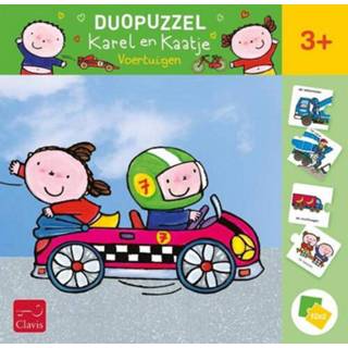 👉 Voertuigpuzzel kinderpuzzels Clavis - Karel en Kaatje Voertuigen Puzzel (2 x 12 stukejs) 5407009980213