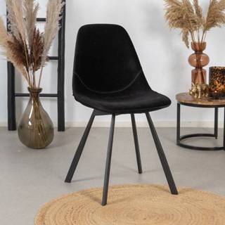 👉 Eetkamer stoel velvet Custom Made zwart Eetkamerstoel Logan