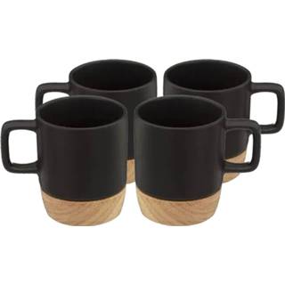 👉 Koffiekopje zwart aardewerk bamboe Koffiekopjes/theekopjes - 12 stuks 120 ml onderzetter