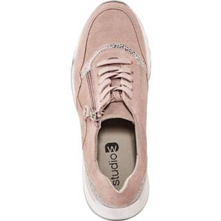 👉 Sneakers roze zilverkleur geruwd leer effen veters Sneaker met fraaie metallic details Studio W Roze/Zilverkleur 4055709117456