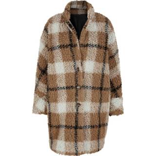 👉 Mantel zwart offwhite geruit met dessin mannen opstaande kraag Alba Moda Taupe/Zwart/Offwhite 4055709320214