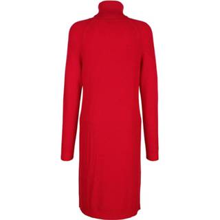 👉 Gebreide jurk rood effen met zijsplitten Alba Moda 4055709319379