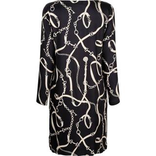 👉 Blous zwart bruin viscose grafisch Blouse met modieuze kettingprint Alba Moda Zwart/Bruin 4055709172745 4055709172677